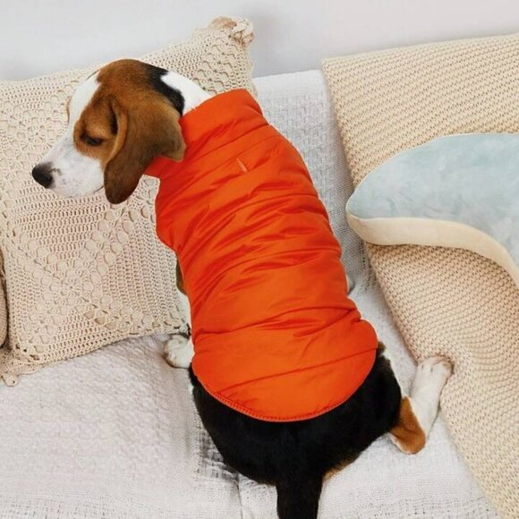 Orange Fleece Lined Snap front dog jacket, NWT - Picture 2 of 7